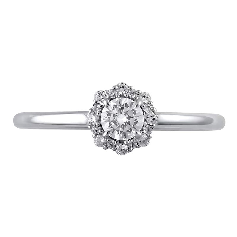 0.38 ct. Gesamtgewicht Diamant Verlobungsring mit Blütenrahmen in 10K Weißgold