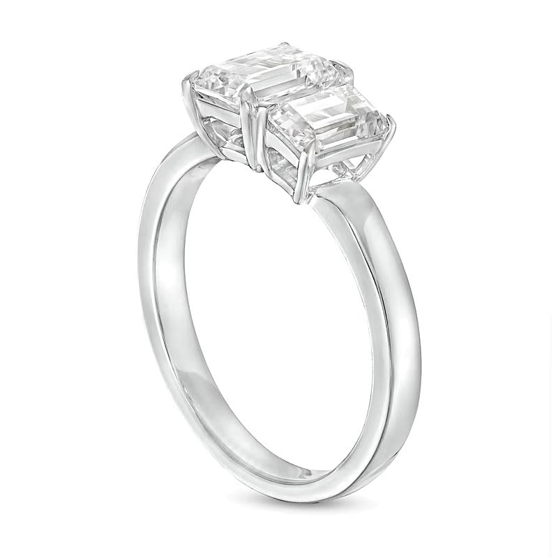 1,5 ct. Gesamtgewicht Diamant-Verlobungsring Toi et Moi im Smaragdschliff in 14K Weißgold