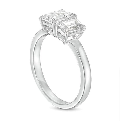 1,5 ct. Gesamtgewicht Diamant-Verlobungsring Toi et Moi im Smaragdschliff in 14K Weißgold