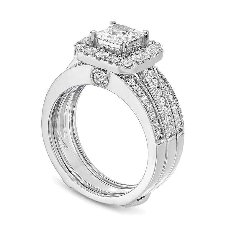 Braut-Set mit Labordiamanten im Princess-, Rund- und Kissenschliff, 2.0 ct. Gesamtgewicht, in 14K Weißgold (F/VS2)