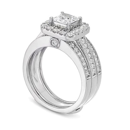 Braut-Set mit Labordiamanten im Princess-, Rund- und Kissenschliff, 2.0 ct. Gesamtgewicht, in 14K Weißgold (F/VS2)