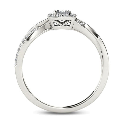 0,5 ct. Gesamtgewicht Verlobungsring mit Diamanten im Princess-Schliff und quadratischem Halo in 14K Weißgold