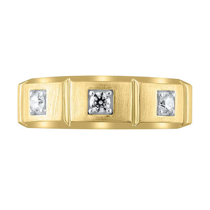 Dreistein-Ring mit Diamanten 0,25 ct. Gesamtgewicht, rund und Princess, in 10K Gelbgold
