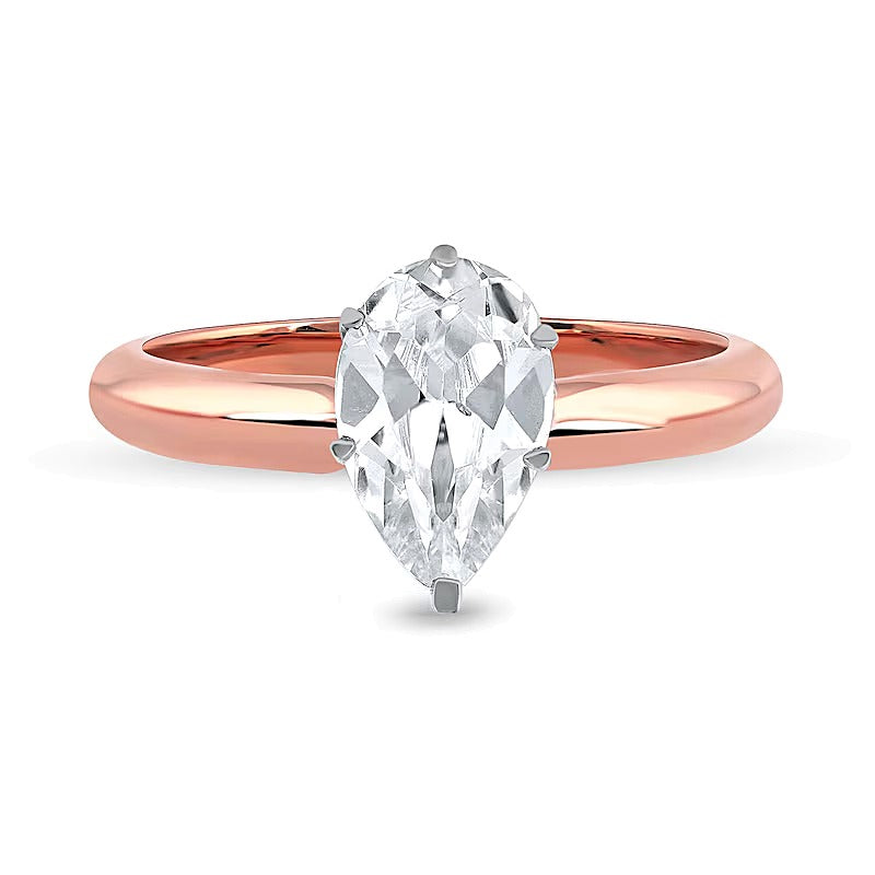1.0 CT. Solitär-Verlobungsring mit tropfenförmigem Labordiamant in 14K Roségold (F/VS2)