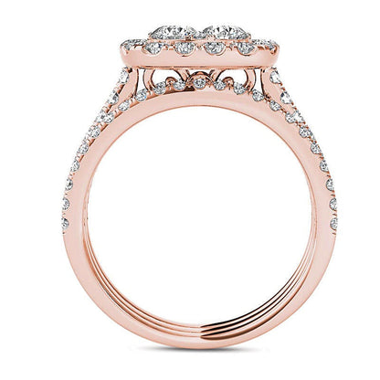 Braut-Set mit Diamanten im Kissenschliff und rund, 2.0 ct. Gesamtgewicht, in 14K Roségold