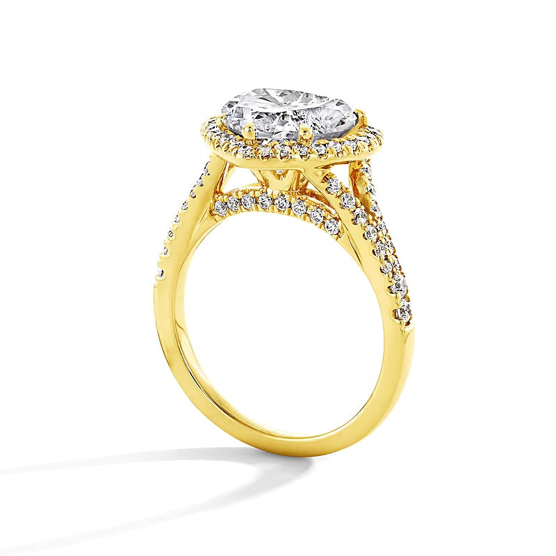 3.63 ct. Gesamtgewicht Verlobungsring mit Labordiamanten im Herz-Schliff in 14K Gelbgold (F/VS2)