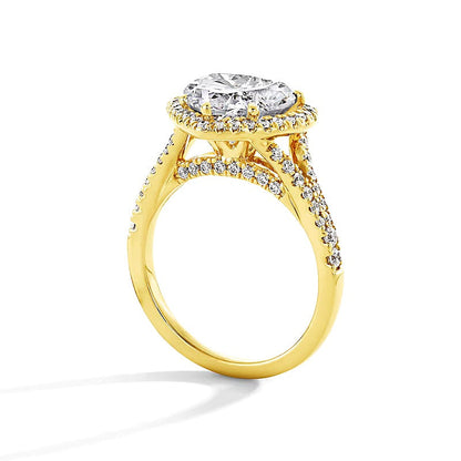 3.63 ct. Gesamtgewicht Verlobungsring mit Labordiamanten im Herz-Schliff in 14K Gelbgold (F/VS2)