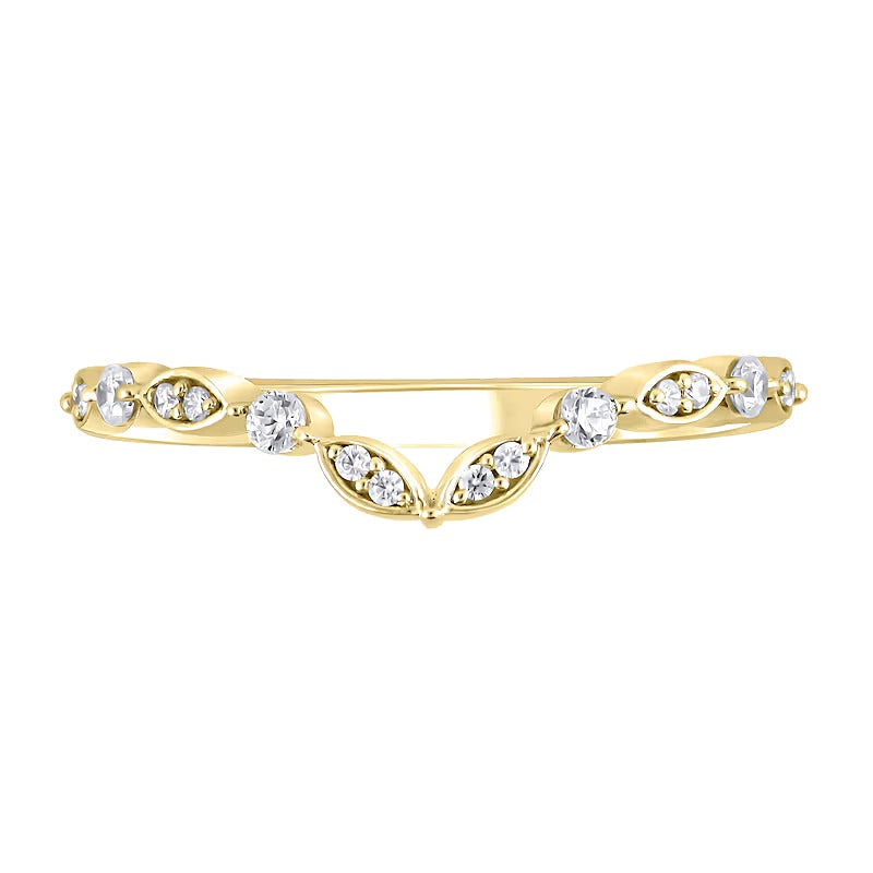 0.17 ct. Gesamtgewicht Diamant Ring mit wechselnden runden und Marquise-Rahmen im Konturdesign in 10K Gelbgold