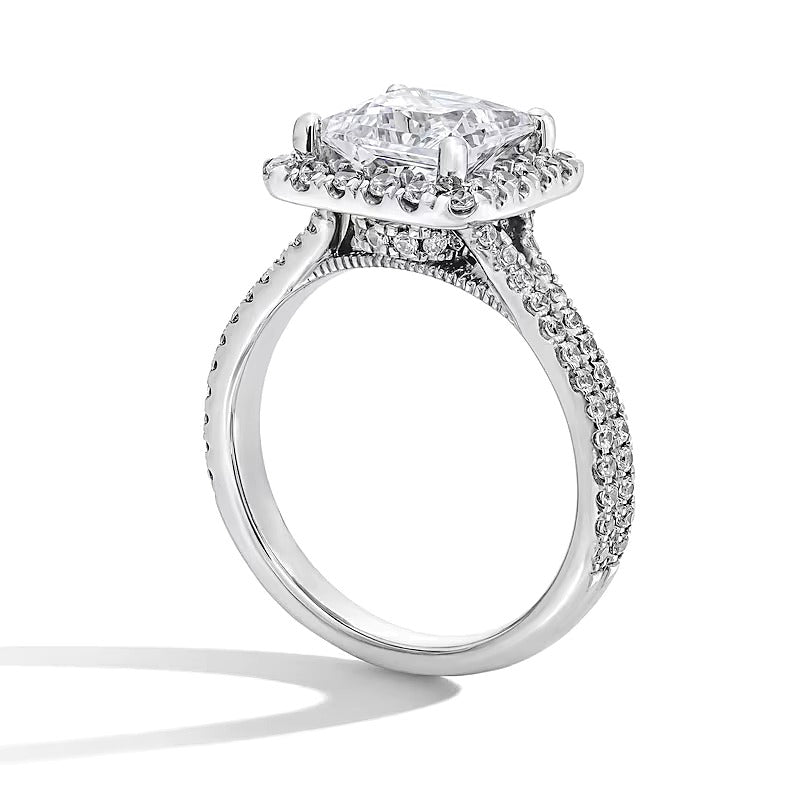 2.63 CT. Gesamtgewicht Halo-Ring mit Labordiamanten im Princess-Schliff in 14K Weißgold (F/SI2)