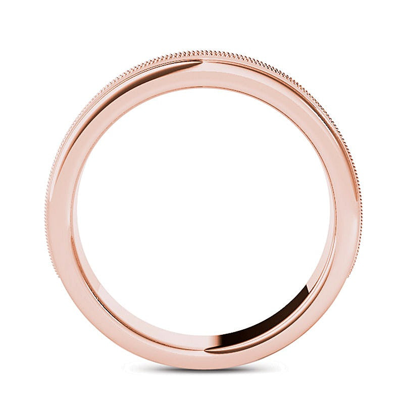 0.33 ct. Gesamtgewicht Diamant Ehering kanalgefasst mit Milgrain in 14K Roségold