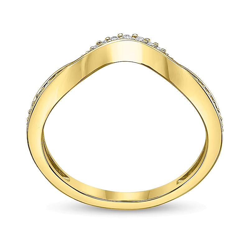 0.1 ct. Gesamtgewicht Diamant-Wellenring in 10K Gelbgold