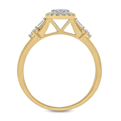 0.33 ct. Gesamtgewicht Multi-Diamant Verlobungsring mit tropfenförmigem Rahmen in 10K Gelbgold