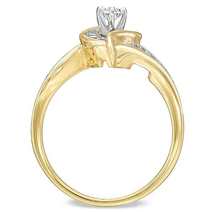 Braut-Set mit Marquise- und rundem Diamant 1.0 ct. Gesamtgewicht in 14K Gelbgold