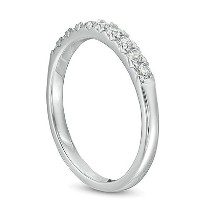 Memoire-Ring mit 0,38 ct. Gesamtgewicht und neun weißen Diamanten im Rundschliff in 10K Weißgold