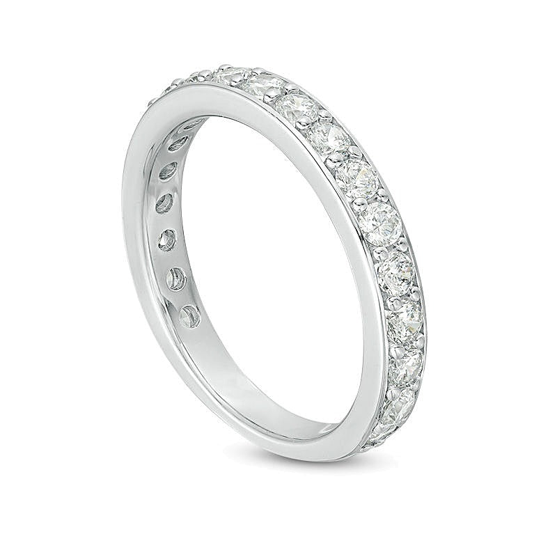 Ehering mit weißen Diamanten 1.0 ct. Gesamtgewicht in 10K Weißgold