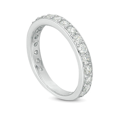 Ehering mit weißen Diamanten 1.0 ct. Gesamtgewicht in 10K Weißgold