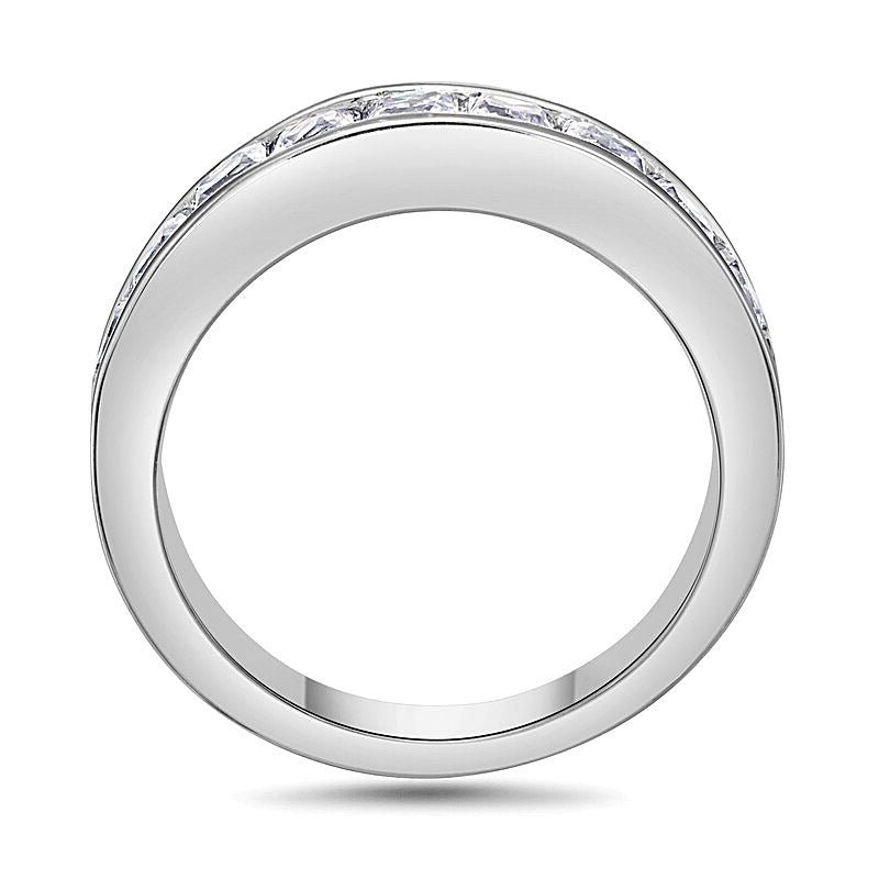 1.5 CT. Gesamtgewicht Ehering mit Diamanten im Princess-Schliff, neun Steine, in 14K Weißgold (I/SI2)