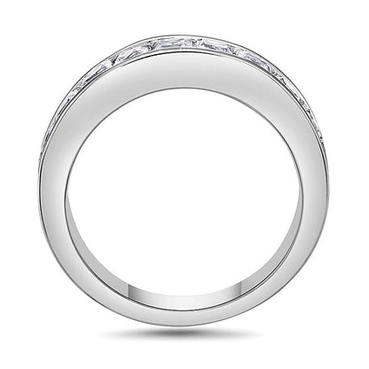 1.5 CT. Gesamtgewicht Ehering mit Diamanten im Princess-Schliff, neun Steine, in 14K Weißgold (I/SI2)