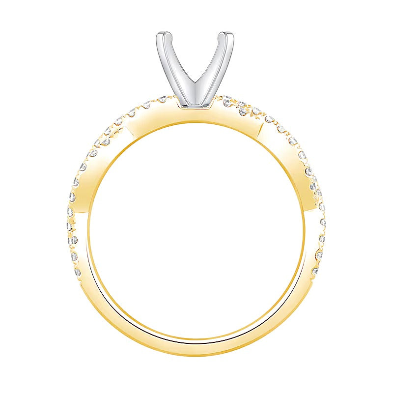 0.33 ct. Gesamtgewicht Diamant Solitär-Fassung mit Twist-Schiene für Damen aus 14K Gelbgold