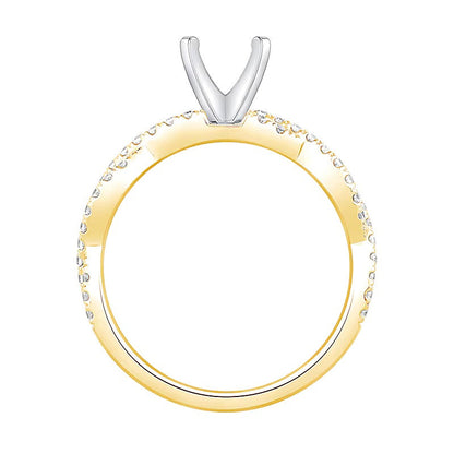 0.33 ct. Gesamtgewicht Diamant Solitär-Fassung mit Twist-Schiene für Damen aus 14K Gelbgold