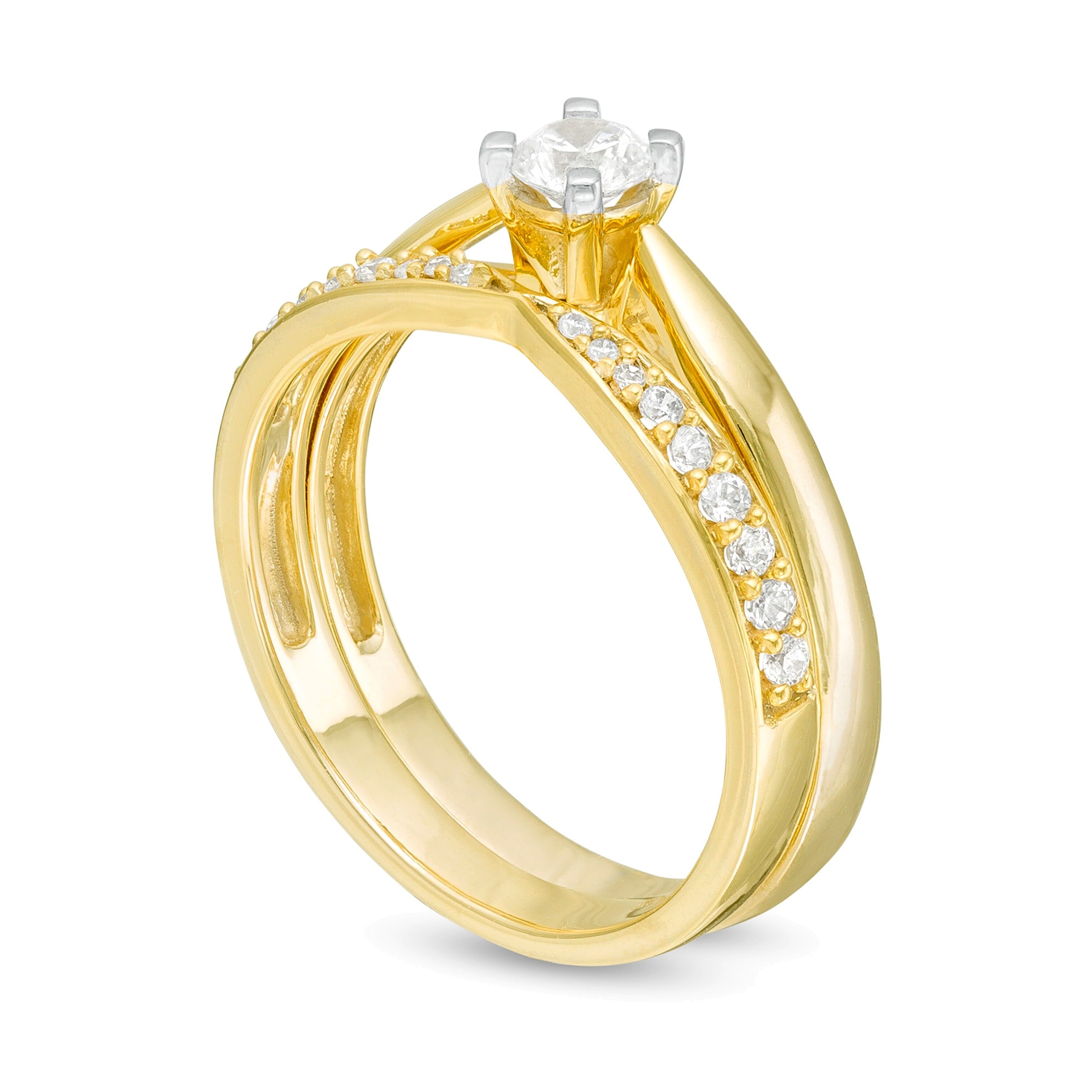 0,33 ct. Gesamtgewicht Diamant-Brautset in 10K Gelbgold
