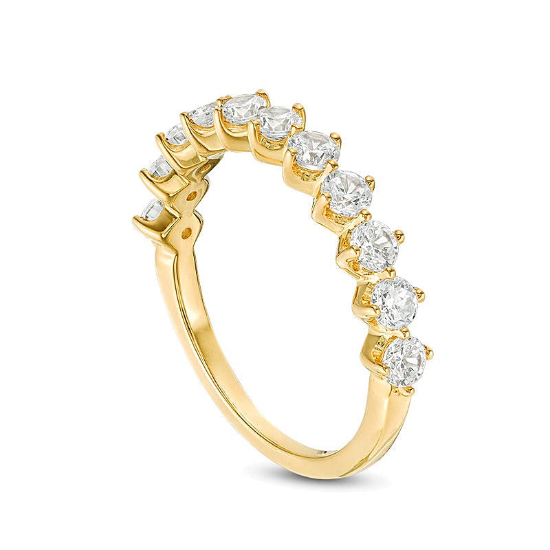 Ehering mit Diamanten 1.0 ct. Gesamtgewicht in 10K Gelbgold