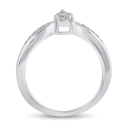 0.38 ct. Gesamtgewicht Fashion-Ring mit Diamanten in Tropfen- und rundem Schliff in 14K Weißgold
