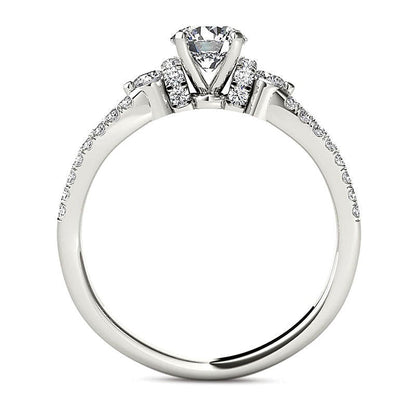 1.0 ct. Gesamtgewicht Diamant Solitär mit seitlichem Besatz Verlobungsring aus 14K Weißgold