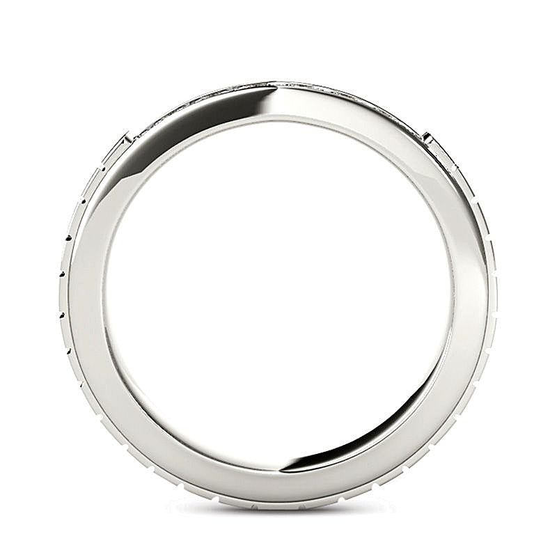 0.75 ct. Gesamtgewicht Diamant-Ehering zweireihig mit geätzter Oberfläche in 14K Weißgold
