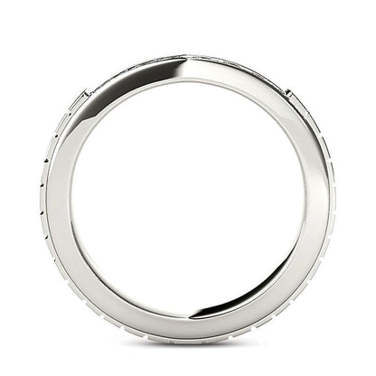 0.75 ct. Gesamtgewicht Diamant-Ehering zweireihig mit geätzter Oberfläche in 14K Weißgold