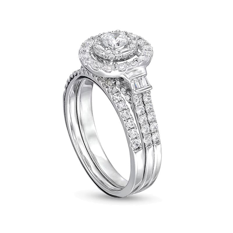 1.0 ct. Gesamtgewicht Diamant Brautset zweireihig in 10K Weißgold