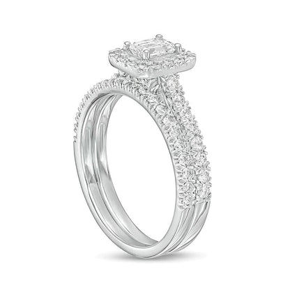 Braut-Set mit Diamanten im Smaragdschliff, 1.0 CT. Gesamtgewicht, in 10K Weißgold