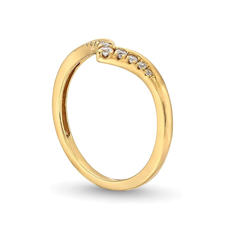 0,13 ct. Gesamtgewicht Diamant Memoire-Ring mit abgestuftem Chevron-Design in 10K Gelbgold