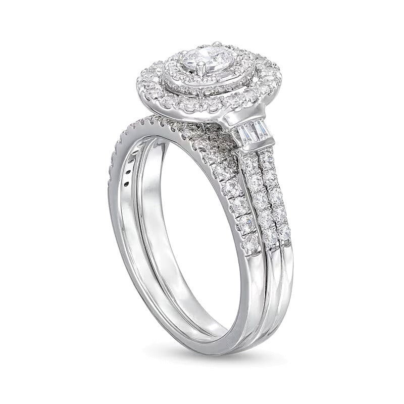 1.0 CT. TW Braut-Set mit Diamanten in Oval- und Rundschliff in 10K Weißgold