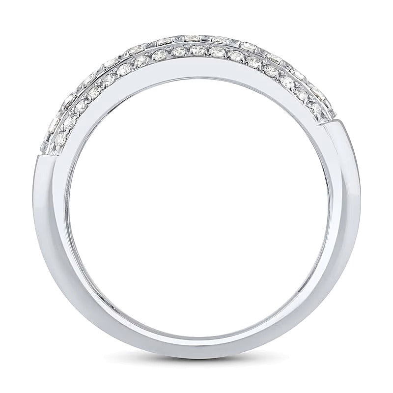1.5 ct. Gesamtgewicht mehrreihiger Ring mit Labordiamanten in 10K Weißgold (F/VS2)