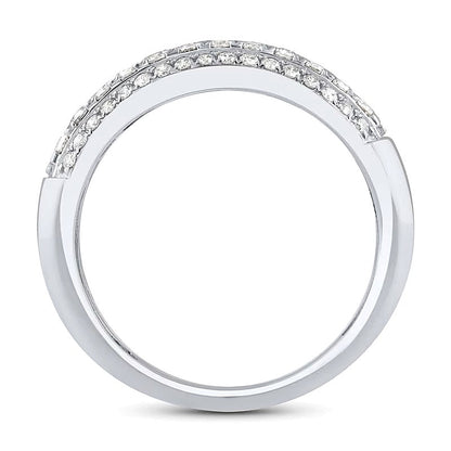 1.5 ct. Gesamtgewicht mehrreihiger Ring mit Labordiamanten in 10K Weißgold (F/VS2)