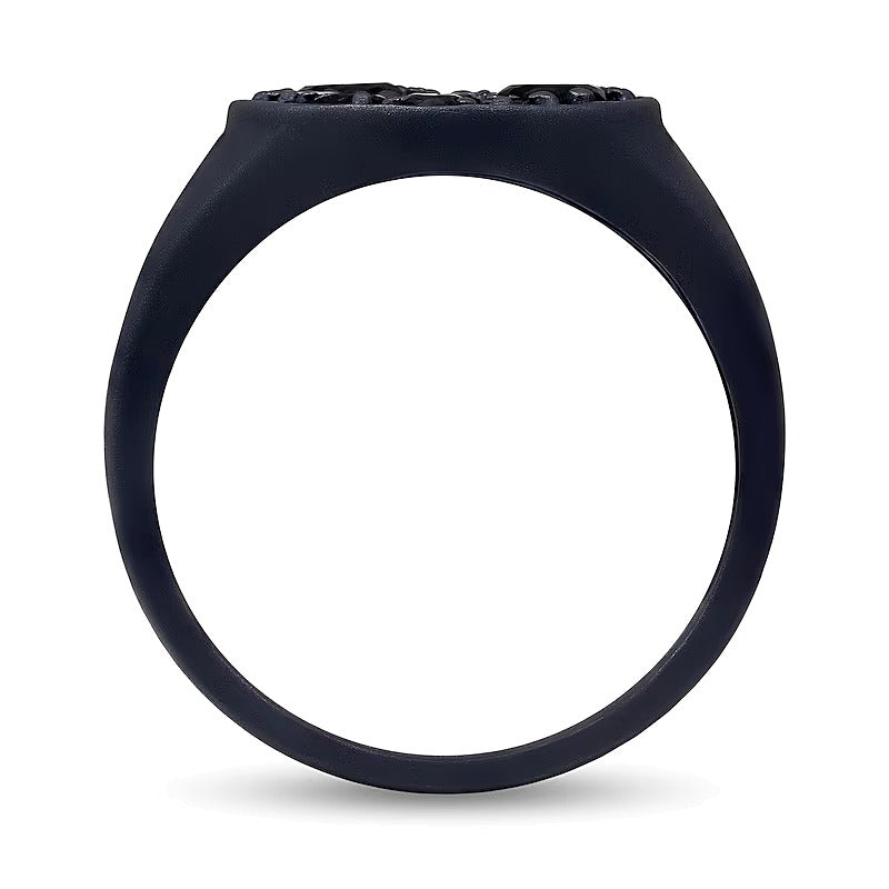 1,75 ct. Gesamtgewicht schwarzer Diamant Fashion-Ring mit ovaler Oberseite aus oxidiertem schwarzem Sterlingsilber