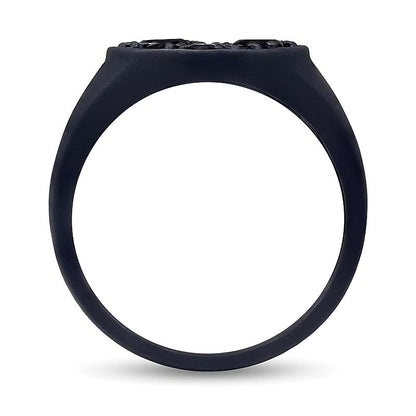 1,75 ct. Gesamtgewicht schwarzer Diamant Fashion-Ring mit ovaler Oberseite aus oxidiertem schwarzem Sterlingsilber