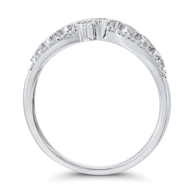 0.5 ct. Gesamtgewicht Diamant Bypass-Ring in 10K Weißgold mit Zargenfassung