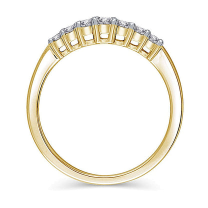 Ehering mit Diamanten 0,25 ct. Gesamtgewicht, sieben Steine, konturiert, in 14K Gelbgold