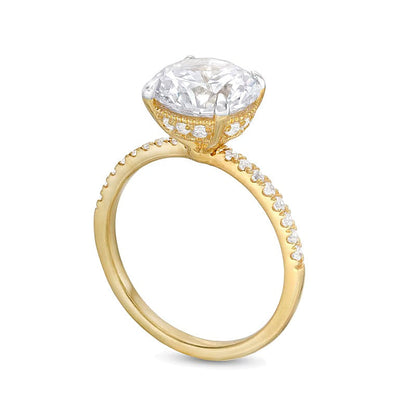 3.25 CT. TW Verlobungsring mit Labordiamanten in 14K Gelbgold, Solitär mit seitlichem Besatz (I/SI2)