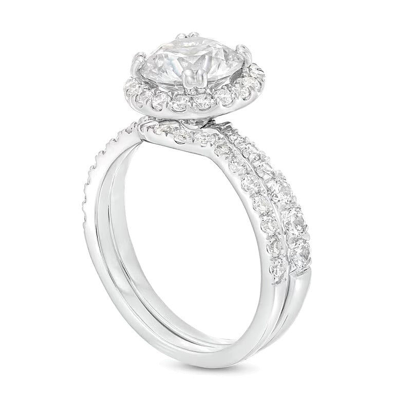 2.88 CT. Gesamtgewicht Labordiamant Braut-Set mit Halo in 14K Weißgold (I/SI2)