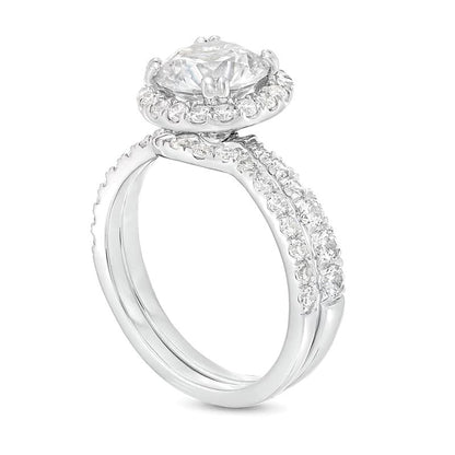 2.88 CT. Gesamtgewicht Labordiamant Braut-Set mit Halo in 14K Weißgold (I/SI2)