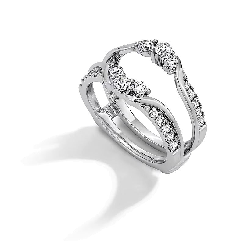 0,75 ct. Gesamtgewicht Diamant Dreistein-Solitär-Enhancer in geschichtetem Design aus 14K Weißgold für Damen