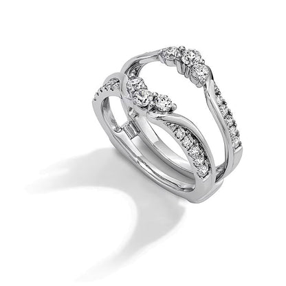 0,75 ct. Gesamtgewicht Diamant Dreistein-Solitär-Enhancer in geschichtetem Design aus 14K Weißgold für Damen