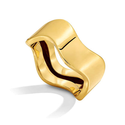 8,95 mm Wave Cigar Ring aus massivem 10K Gelbgold – Größe 7