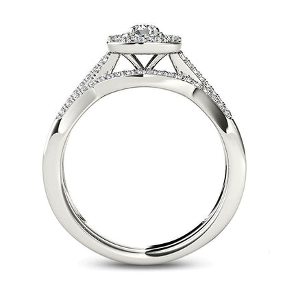 0.75 ct. Gesamtgewicht Braut-Set mit vier Princess-Diamanten in 14K Weißgold