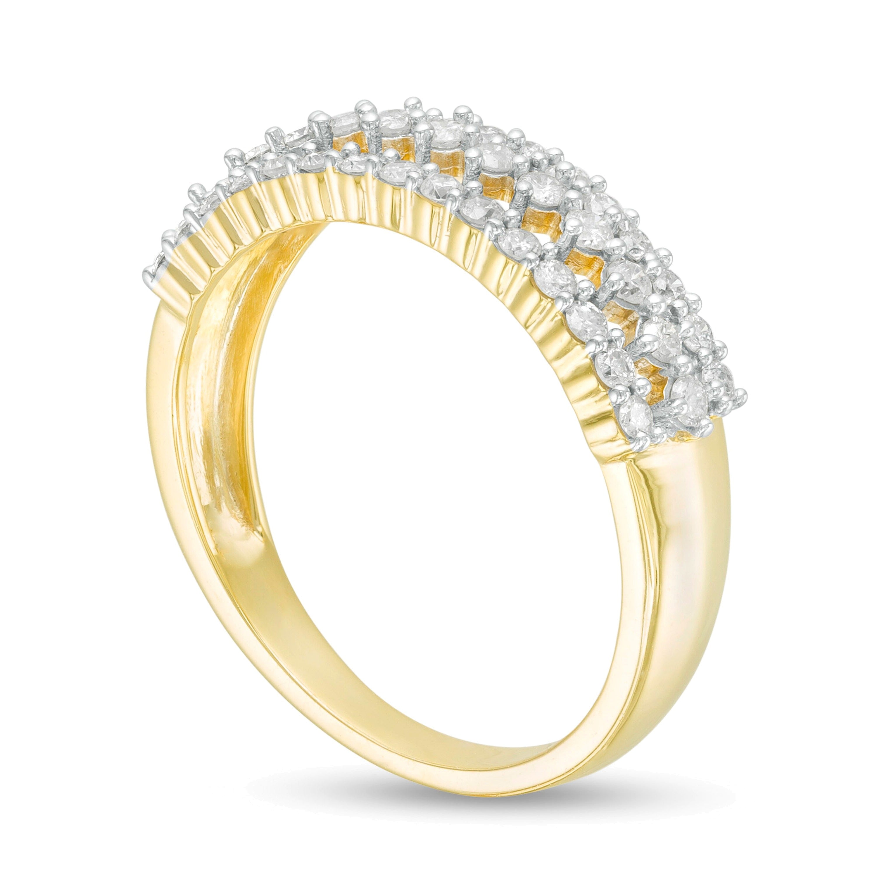 0.5 ct. Gesamtgewicht Diamant Ring mehrreihig in 10K Gelbgold