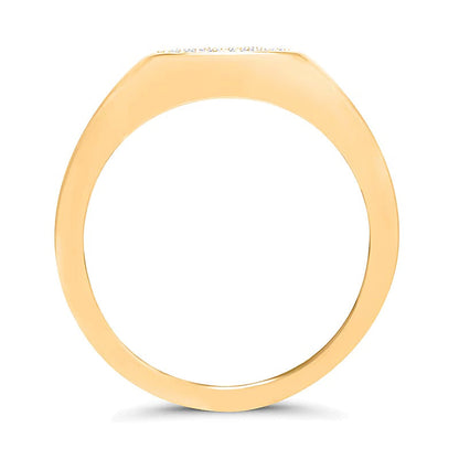 Signet-Ring mit ovalem Diamant-Besatz 0.1 ct. Gesamtgewicht in 10K Gelbgold