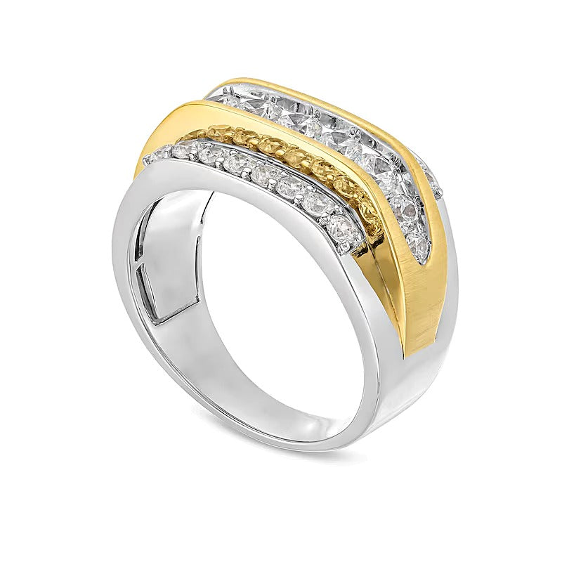 2.0 ct. Gesamtgewicht Labordiamant Ring dreireihig in 10K Bicolor-Gold (F/SI2)
